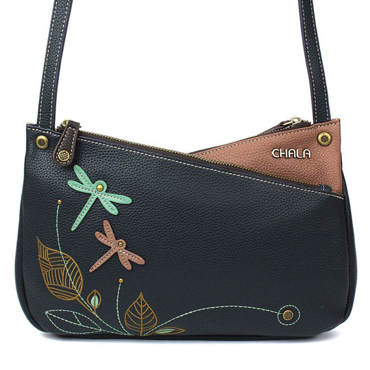 Chala Black Blue Dragonfly Criss Cell Phone Crossbody Purse RFID Protection  for sale online